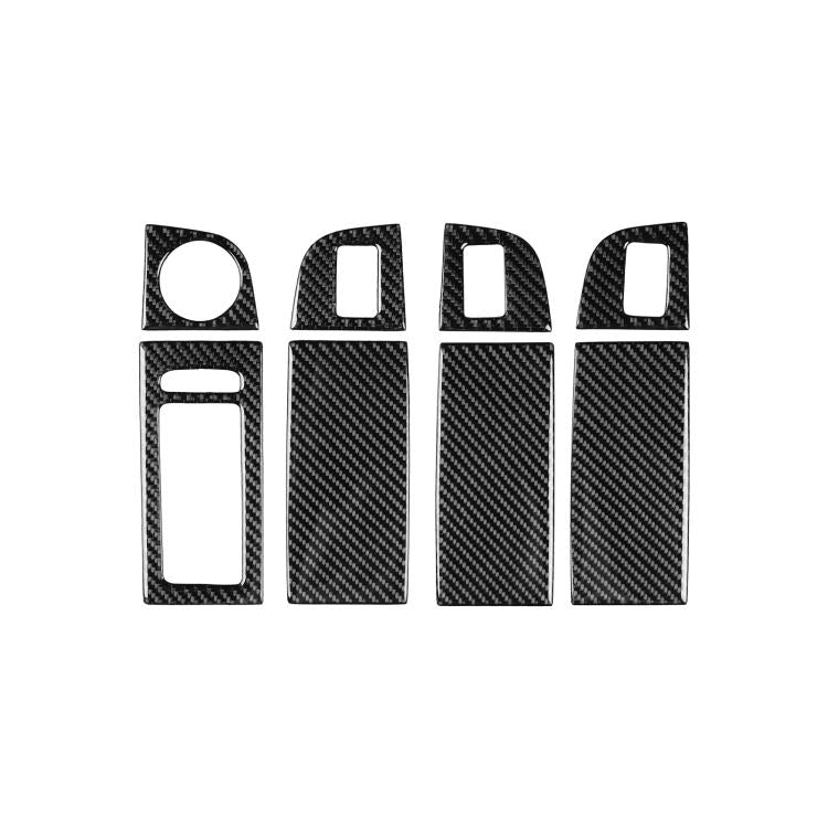 Car window switch panel trim stickers set, carbon fiber style, black