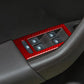 Red carbon fiber window switch panel trim surround with switch cutouts