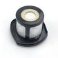 Vacuum filter element with beige rim and gray pleated filter inside black base