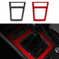 Gear shift panel sticker set: black and red carbon-fiber with two openings