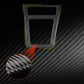 Black carbon-fiber gear shift panel sticker with two openings and texture close-up
