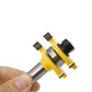 Yellow 3-tooth milling cutter held by hand with steel shank