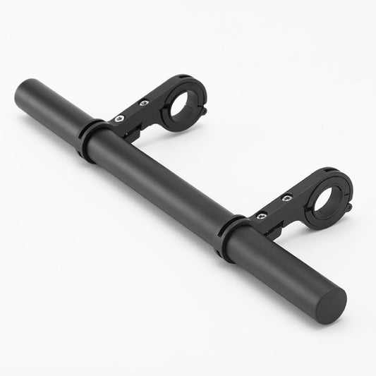 Black double-rod bicycle headlight extension bracket with two mounting rings
