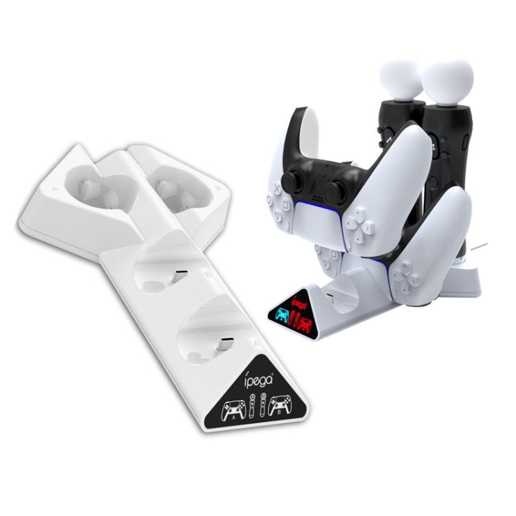 White and black charging dock with two PS Move controller stands and a base panel