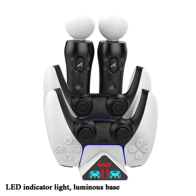 Two black controller handles mounted on a white base with visible LED indicator