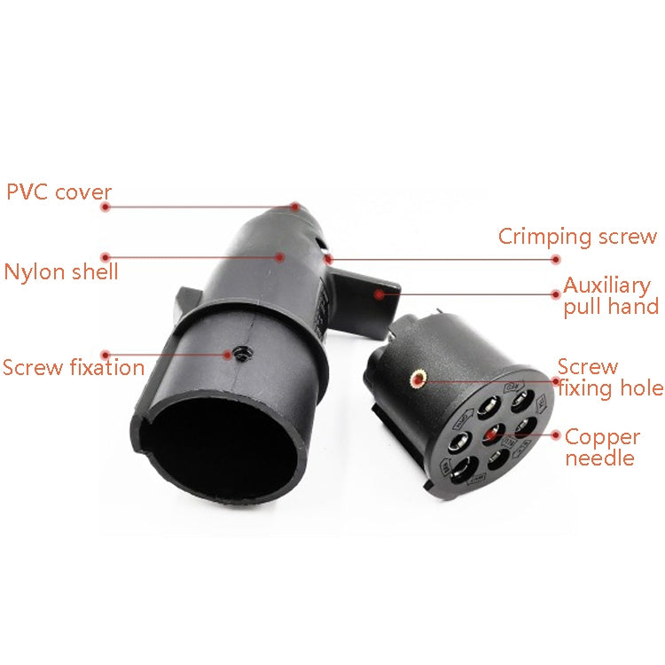 Trailer connector with PVC cover and crimping screw hardware, pin layout visible