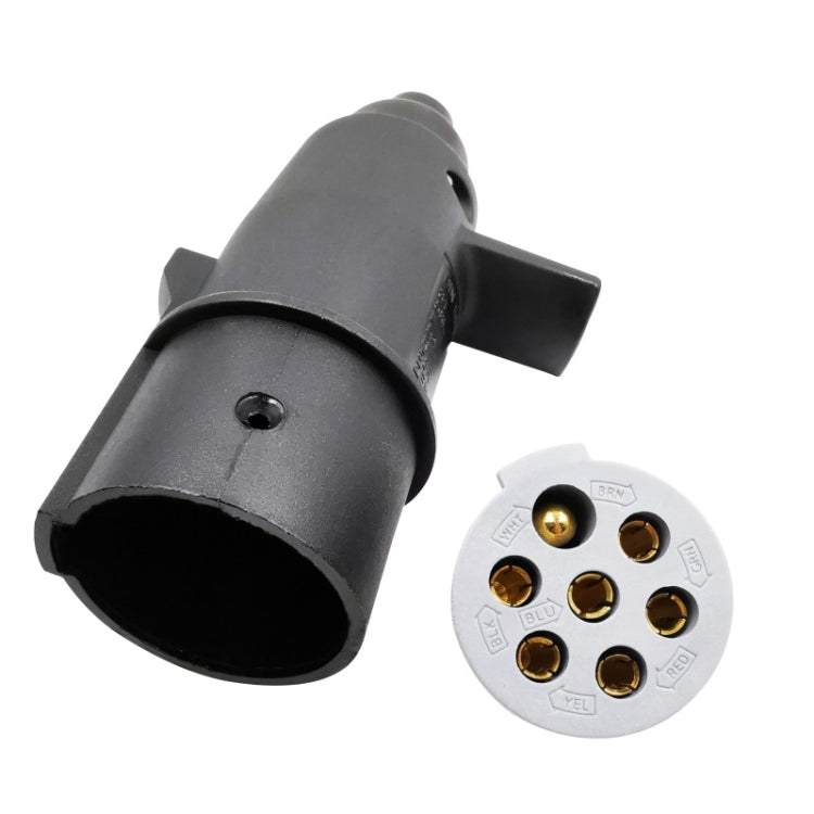 7-pin trailer connector plug with circular contact face and protective cover