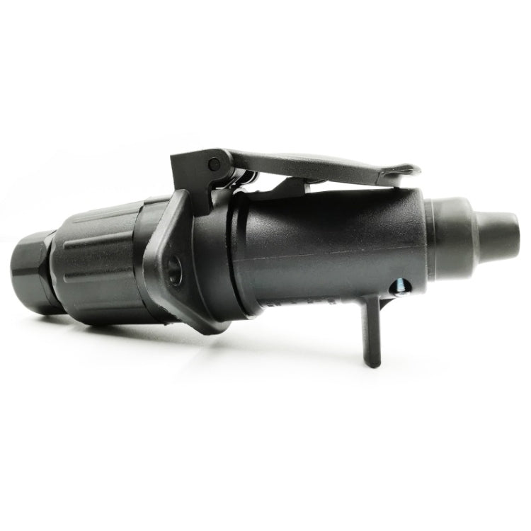 Trailer signal connector with black housing, strain relief, and mounting clip