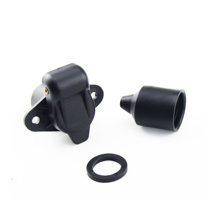 Black 3-pin trailer connector socket pair with waterproof tail cap and sealing ring