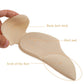 Beige stick-on heel and arch pad, hand-held for placing on high heels