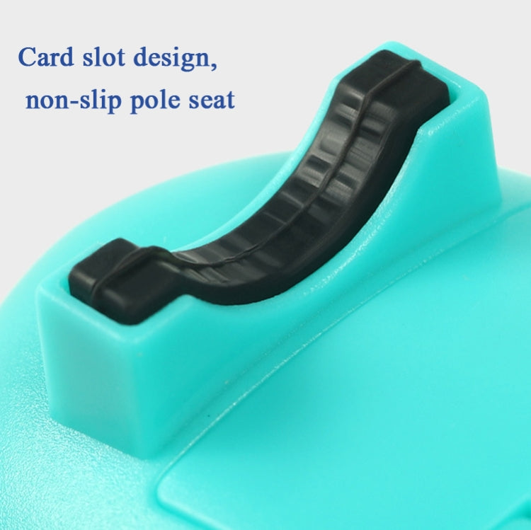 Turquoise bite alarm with non-slip pole seat and black rubber strap loop