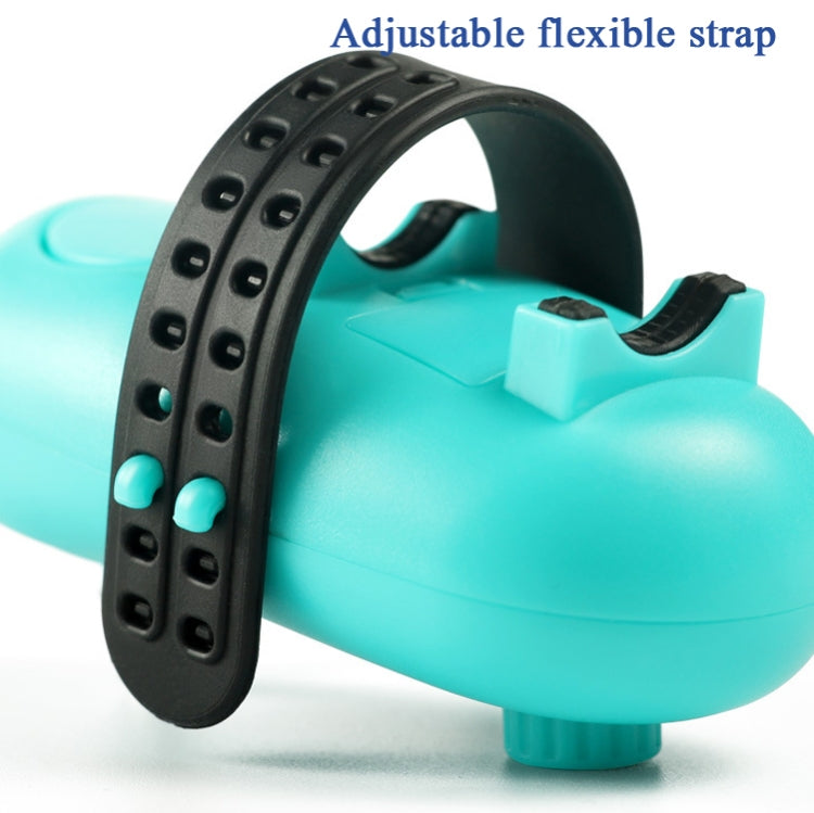 Turquoise bite alarm with adjustable flexible strap and black mounting band