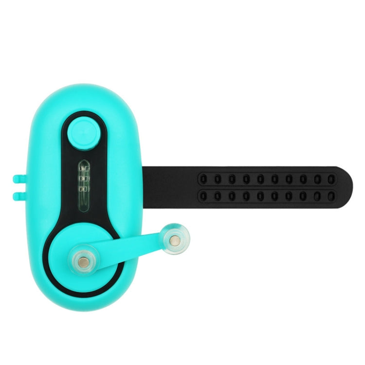 Turquoise fishing bite alarm with black lever arm mount and rod clip