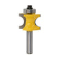 Yellow semicircular cutter router bit with bearing head and cylindrical metal shank