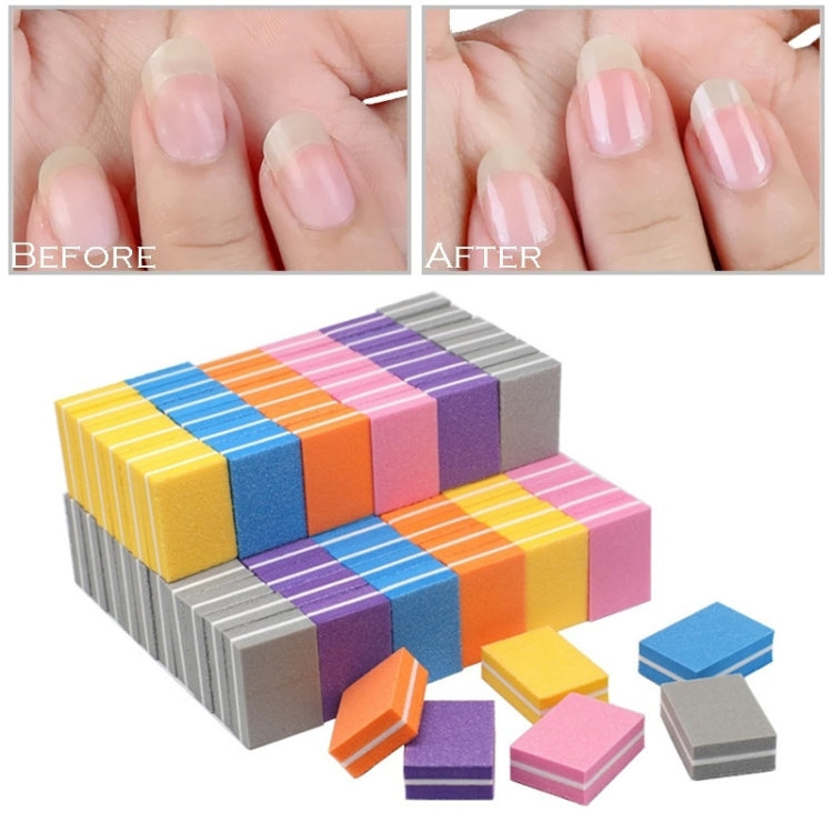Manicure with assorted square sponge nail files, plus multiple mini blocks for nails