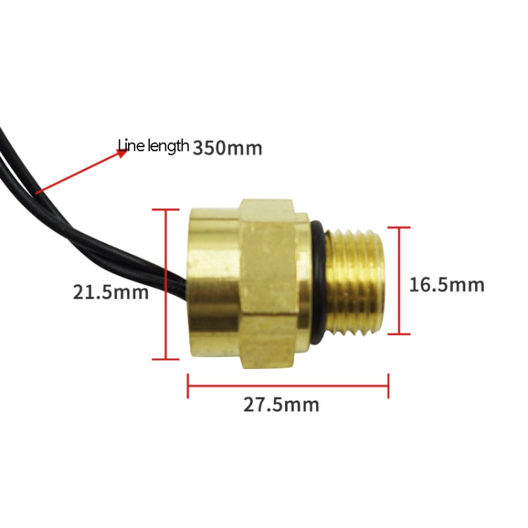 Temperature switch sensor dimensions: 350mm cable, 27.5mm width, 16.5mm height