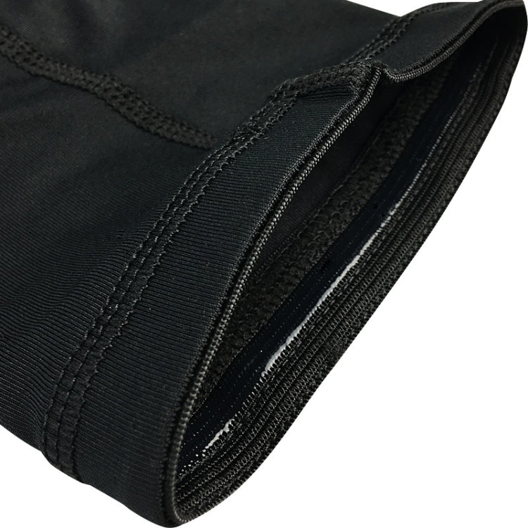 Black knee sleeve cuff with reinforced stitching and elastic edge