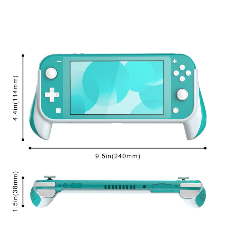 Teal grip cover case with white hand grips, side view showing back ventilation