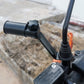 Motorcycle rearview mirror bracket mounted on handlebar, black metal