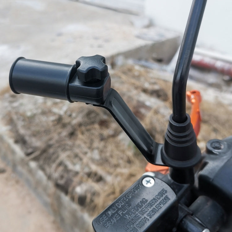 Motorcycle rearview mirror bracket mounted on handlebar, black metal
