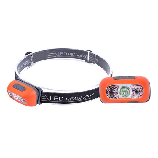 Orange LED headlight with adjustable headband and dual light lenses