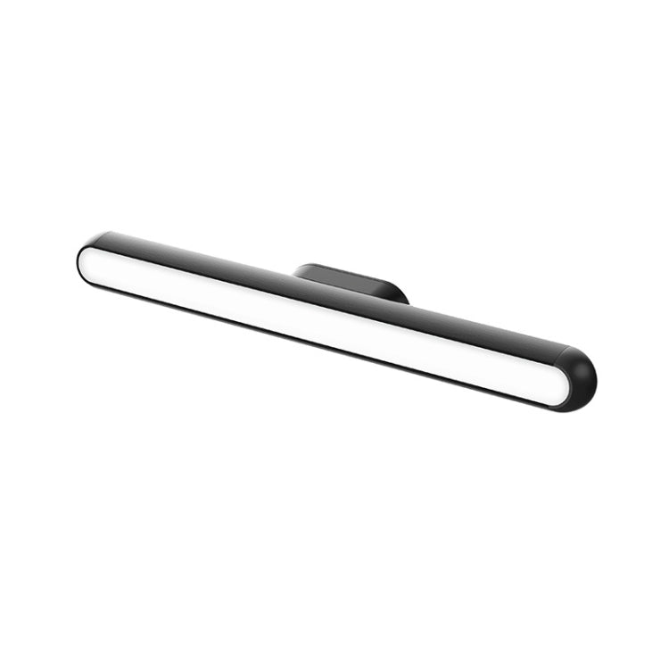 Slim black LED desk lamp with rectangular light bar and rounded ends