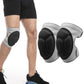 Gray knee pads with black oval shock-absorbing shields and padded elastic cuffs.