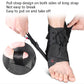 Black ankle brace with long pull straps and lace-up top for easy on and off