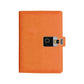 Fingerprint-lock A5 notebook with built-in USB key, orange leather cover