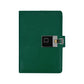 Fingerprint-lock A5 notebook with built-in USB key, dark green leather cover