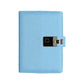 Fingerprint-lock A5 notebook with built-in USB key, sky blue leather cover