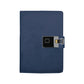 A5 fingerprint locking notebook with dark blue cover and embedded fingerprint/USB slot