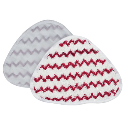 Steam mop replacement cloth pads, white with red zigzag pattern and gray backing