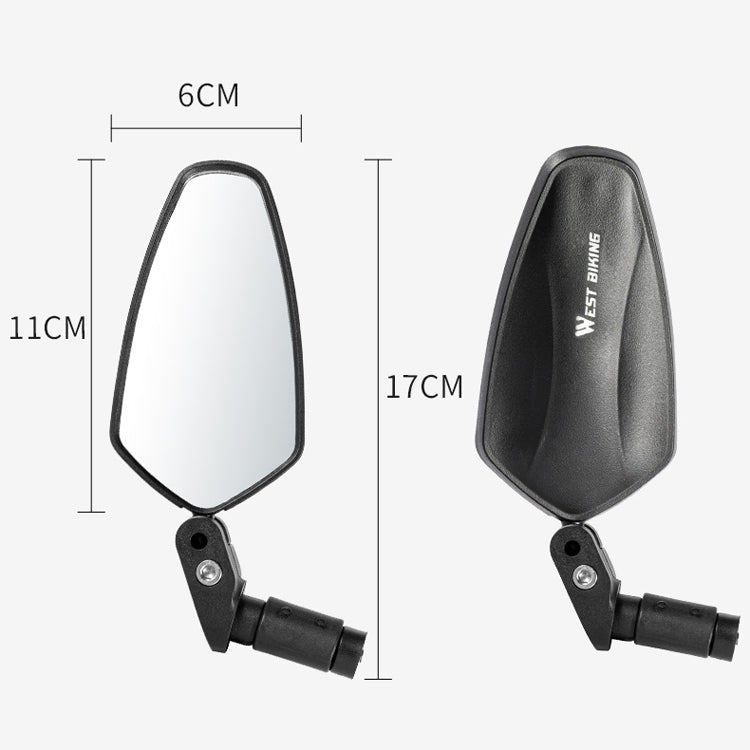 WEST BIKING rearview mirror pair, oval mirrors with black mounting clips and adjustable clamps