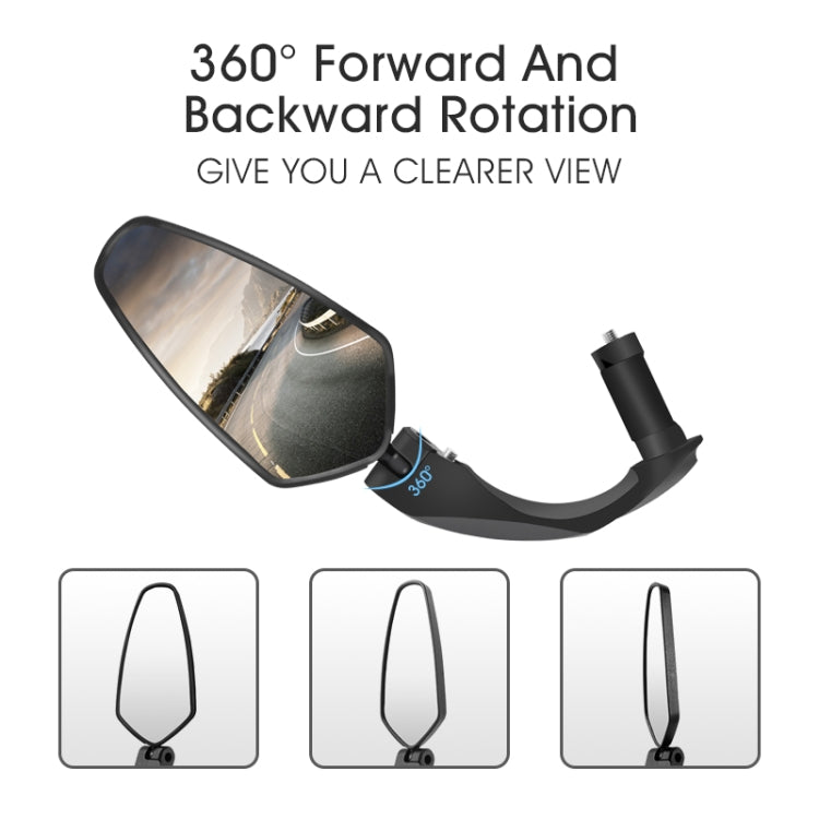 WEST BIKING rearview mirror with 360° rotating oval lens on adjustable curved arm