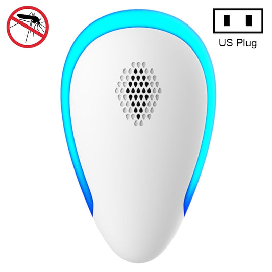 Plug-in ultrasonic mosquito repellent device with blue indicator, US plug shown