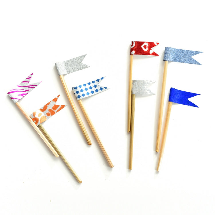 Glitter tape on wooden skewers, colorful triangular bunting flags