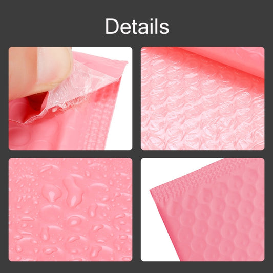 Pink bubble film mailer close-up showing raised bubble texture and sealing edge