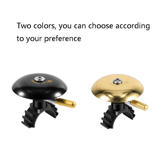 Bicycle bell pair in black and gold with mounting clips and levers