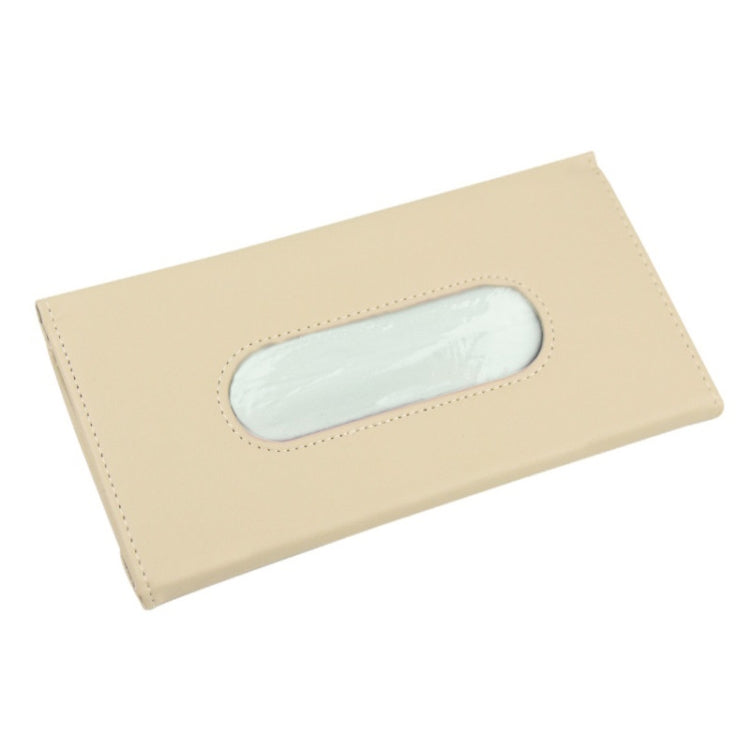 Khaki car sun visor tissue box holder with oval tissue opening
