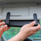 Black hanging car visor tissue box holder attached with two straps