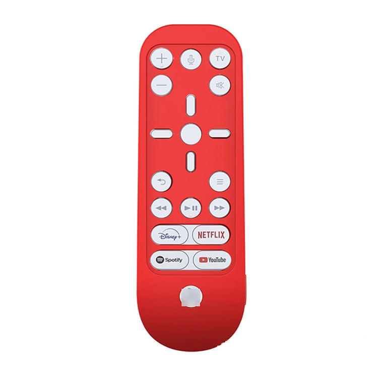 Red silicone remote protective cover with button cutouts and Netflix/YouTube icons