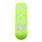 Lime green silicone remote protective cover with button cutouts and media icons