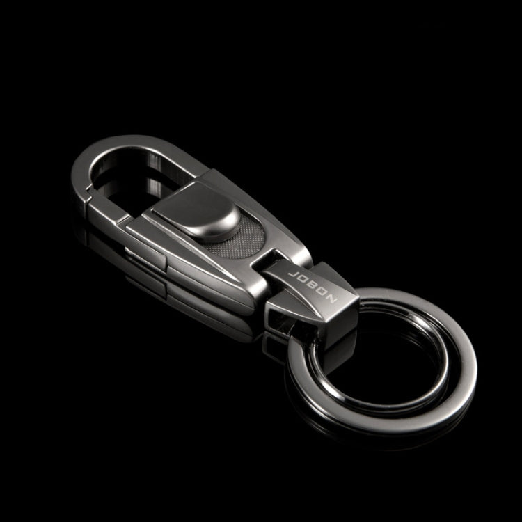 Men’s car keychain pendant with double-ring buckle, polished chrome finish