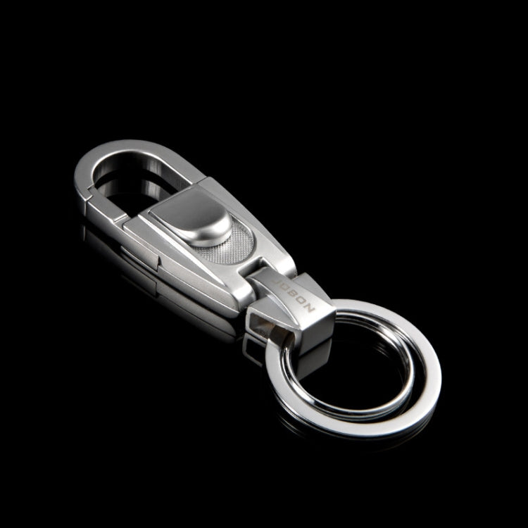 Men’s car keychain pendant with double-ring buckle and embossed button