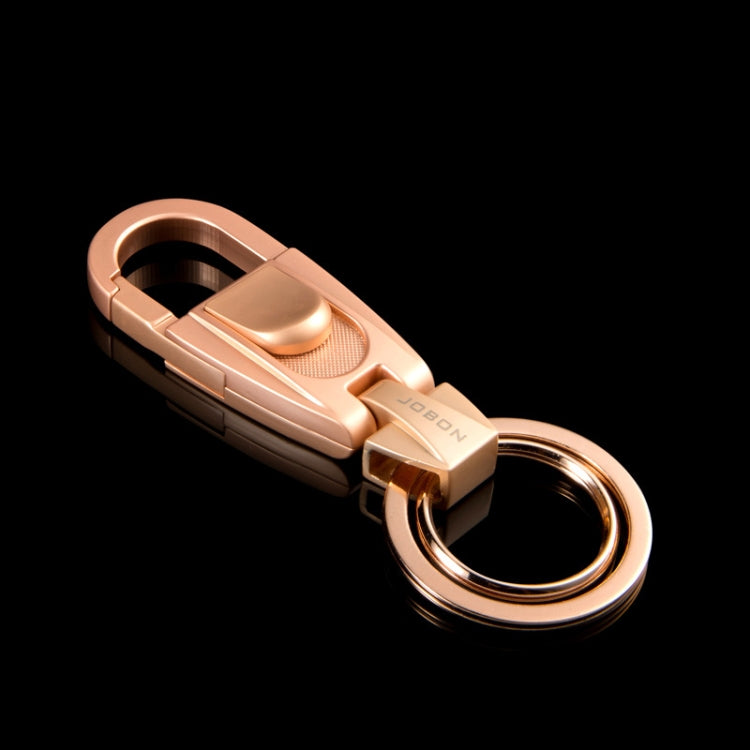 Men’s car keychain pendant with double-ring buckle, rose-gold tone finish