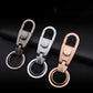 Set of men’s waist hang keychains with double-ring buckles in dark, silver, and rose