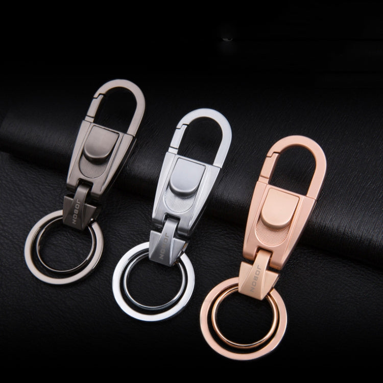 Set of men’s waist hang keychains with double-ring buckles in dark, silver, and rose