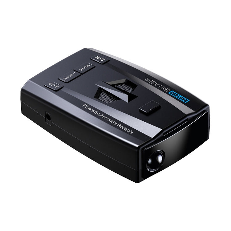 Car laser radar speed detector with top controls and display window, black.