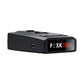 Car laser radar speed detector angled view with front sensor window, black.